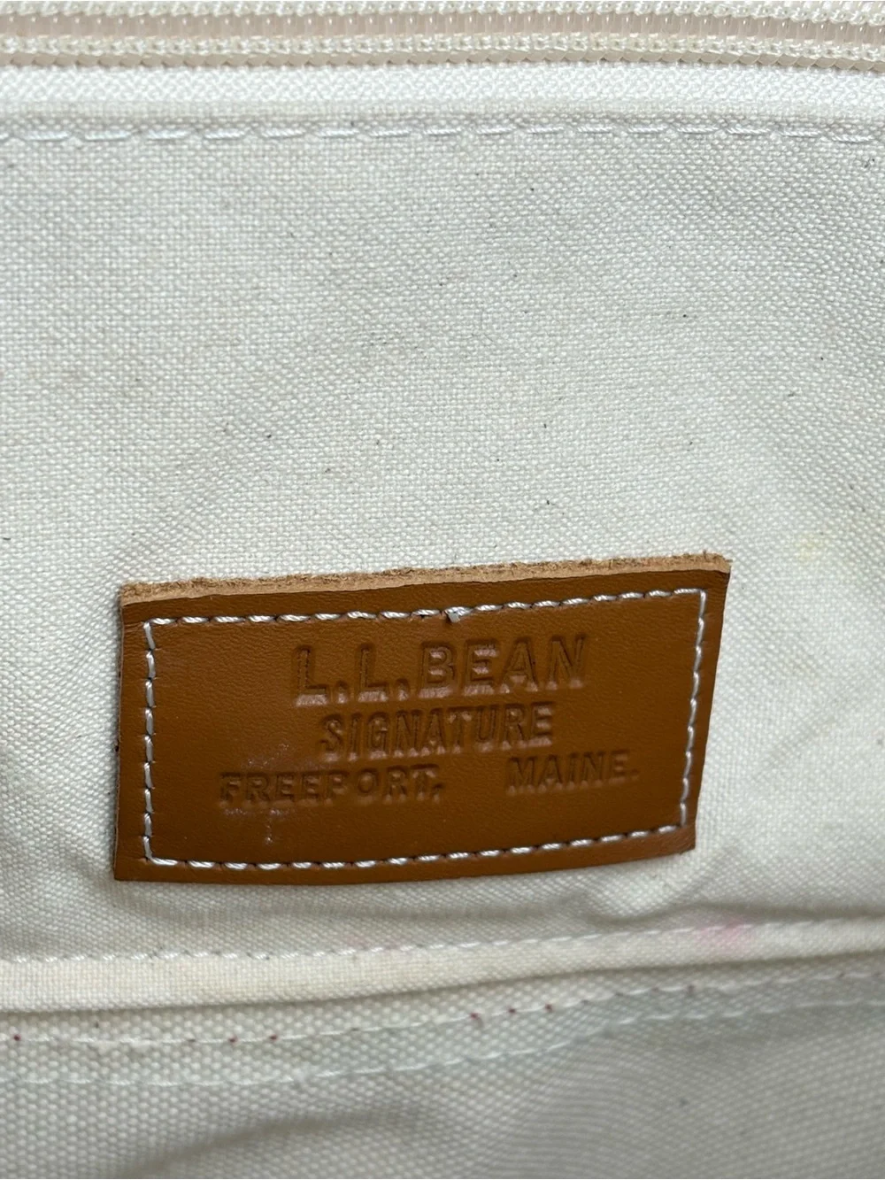 L.L. BEAN Signature Boat & Tote Canvas Bag w Rope & Leather Handles Nautical